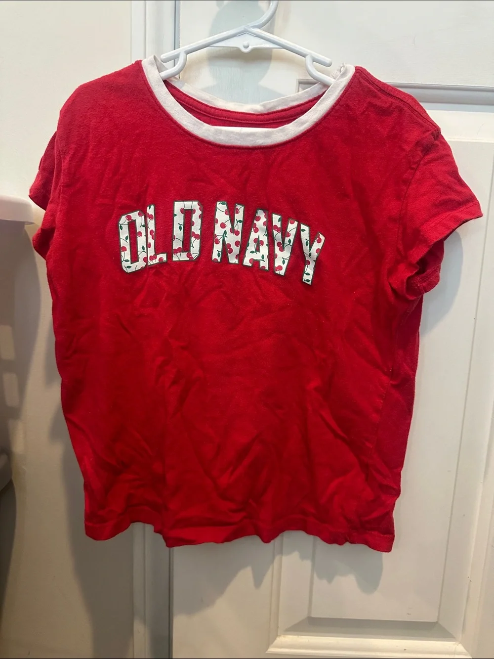 Old Navy Red Short-Sleeve Logo Tee with White Trim